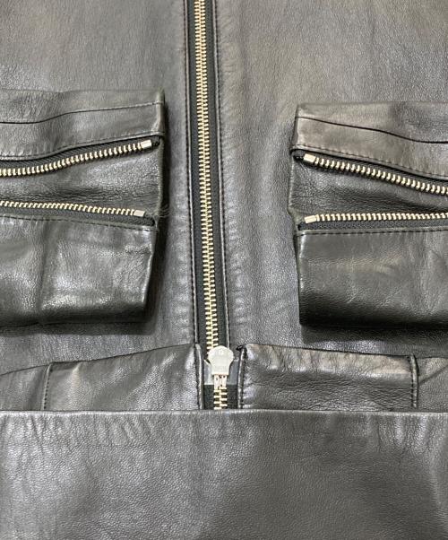 Adam et Rope（アダム エ ロペ）Adam et Rope (アダム エ ロペ) ラムレザーシングルライダースジャケット ブラック サイズ:Lの古着・服飾アイテム