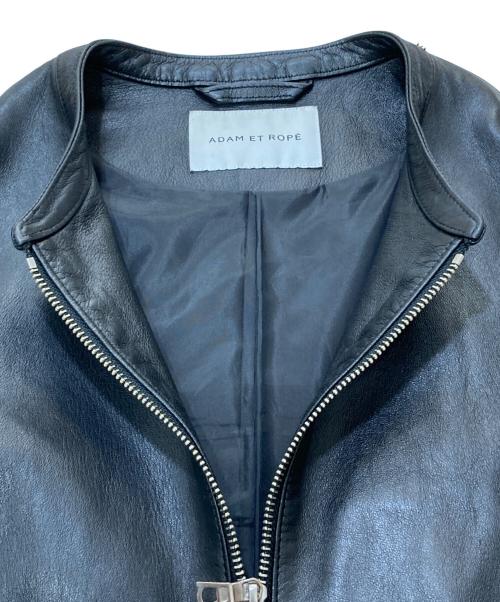 Adam et Rope（アダム エ ロペ）Adam et Rope (アダム エ ロペ) ラムレザーシングルライダースジャケット ブラック サイズ:Lの古着・服飾アイテム