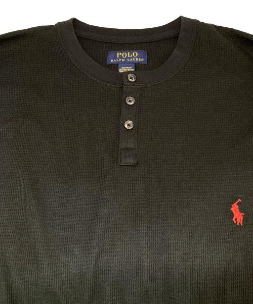 POLO RALPH LAUREN（ポロ・ラルフローレン）POLO RALPH LAUREN (ポロ・ラルフローレン) ヘンリーネックカットソー ブラック サイズ:Mの古着・服飾アイテム