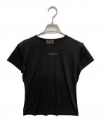 FENDI JEANSフェンディ ジーンズ）の古着「スパンコールロゴTシャツ」｜ブラック