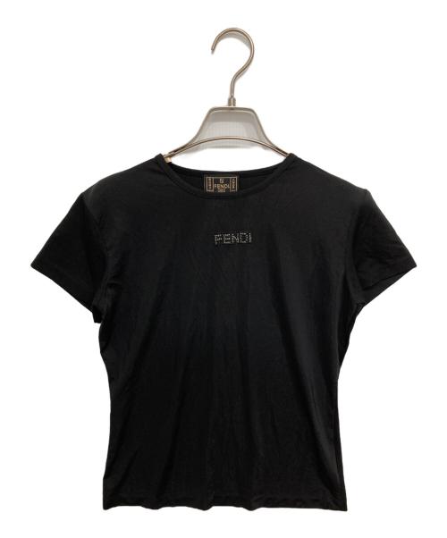FENDI JEANS（フェンディ ジーンズ）FENDI jeans (フェンディ ジーンズ) スパンコールロゴTシャツ ブラック サイズ:40の古着・服飾アイテム