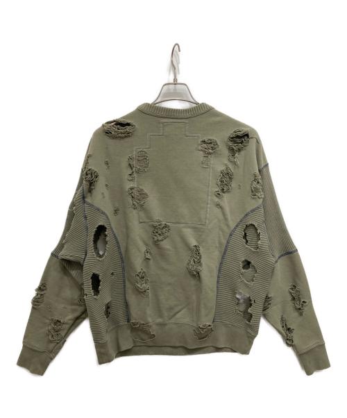 C.E（シーイー）C.E (シーイー) PLAGUE WIDE RIB CUT CREW NECK オリーブ サイズ:Mの古着・服飾アイテム