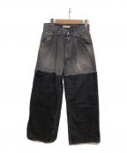 jiedaジエダ）の古着「2TONE BAGGY DENIM PANTS」｜ブラック