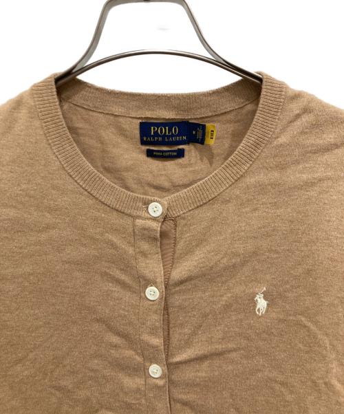 POLO RALPH LAUREN（ポロ・ラルフローレン）POLO RALPH LAUREN (ポロ・ラルフローレン) コットンクルーネックカーディガン ベージュ サイズ:Mの古着・服飾アイテム