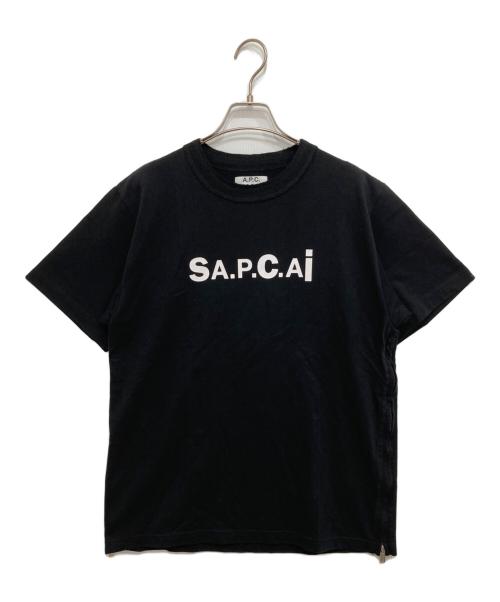 sacai（サカイ）sacai (サカイ) A.P.C. (アーペーセー) サイドジップ半袖カットソー ブラック サイズ:Mの古着・服飾アイテム