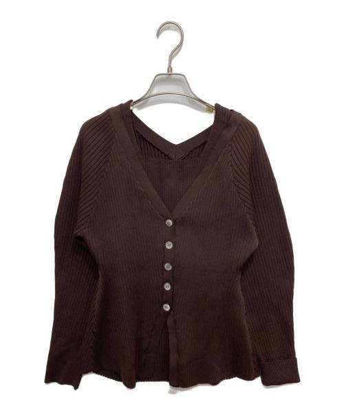 ELENDEEK（エレンディーク）ELENDEEK (エレンディーク) SILHOUETTE ENSEMBLE KT/シルエットアンサンブルニット ブラウン サイズ:freeの古着・服飾アイテム