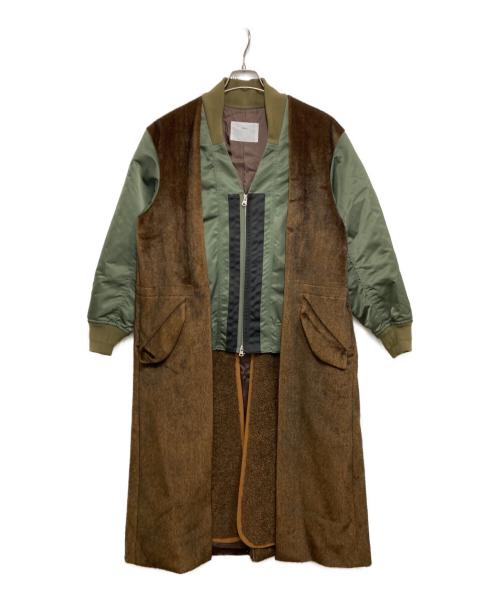 TOGA PULLA（トーガ プルラ）TOGA PULLA (トーガ プルラ) ファーブルゾンレイヤードコート ブラウン×カーキ サイズ:36の古着・服飾アイテム