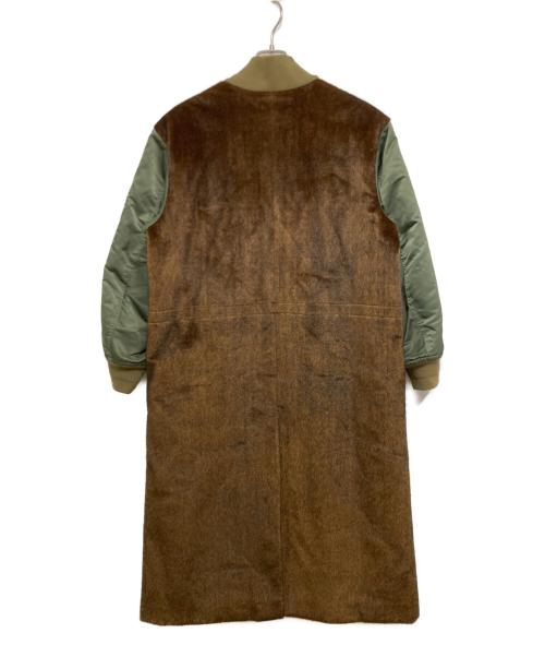 TOGA PULLA（トーガ プルラ）TOGA PULLA (トーガ プルラ) ファーブルゾンレイヤードコート ブラウン×カーキ サイズ:36の古着・服飾アイテム