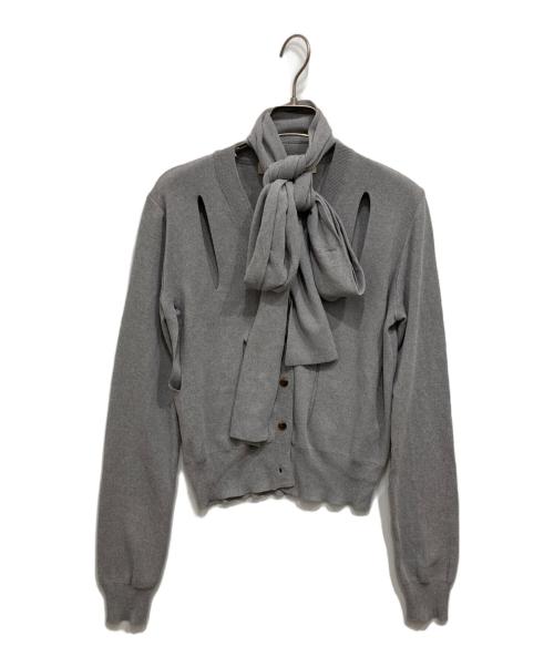 LEINWANDE（ラインヴァンド）LEINWANDE (ラインヴァンド) Ribbon Tie Dry-touch Cardigan グレー サイズ:Freeの古着・服飾アイテム