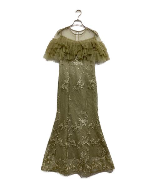 LeJa（レジャ）LeJa (レジャ) フロントチュールフリルスパンコールマーメイドドレス 黄緑 サイズ:１の古着・服飾アイテム