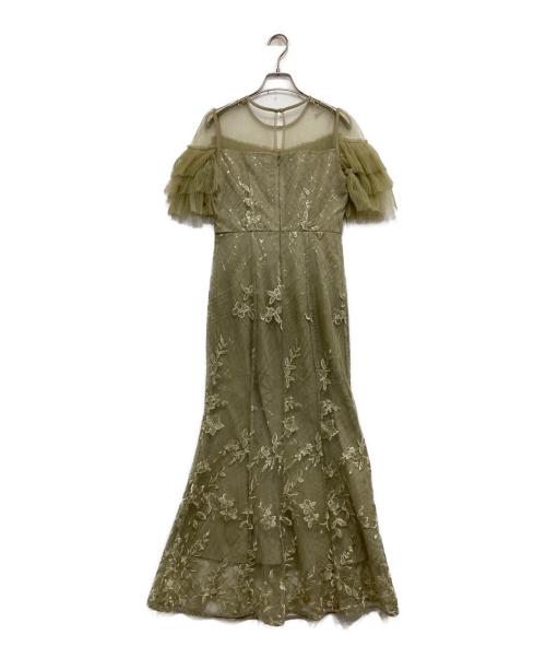 LeJa（レジャ）LeJa (レジャ) フロントチュールフリルスパンコールマーメイドドレス 黄緑 サイズ:１の古着・服飾アイテム
