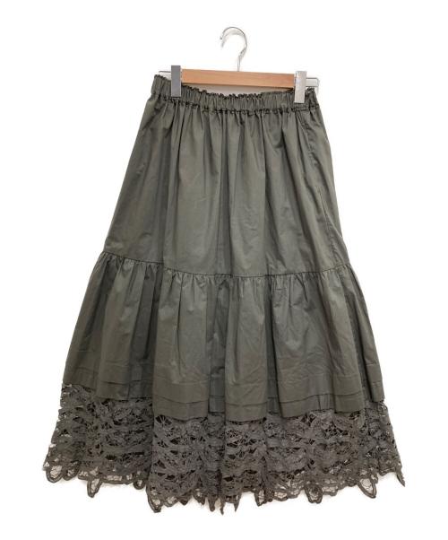 CLOTH&CROSS（クロスアンドクロス）CLOTH&CROSS (クロスアンドクロス) バテンレースタックティアードスカート カーキ サイズ:2の古着・服飾アイテム