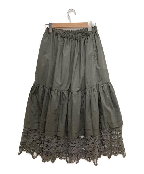 CLOTH&CROSS（クロスアンドクロス）CLOTH&CROSS (クロスアンドクロス) バテンレースタックティアードスカート カーキ サイズ:2の古着・服飾アイテム