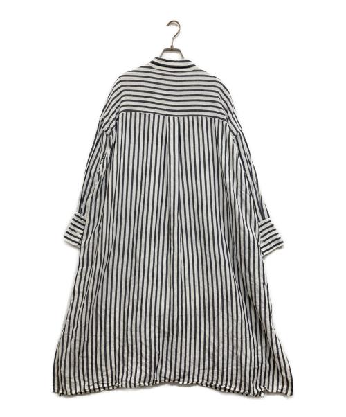 CLOTH&CROSS（クロスアンドクロス）CLOTH&CROSS (クロスアンドクロス) リネン混ストライプシャツワンピース ネイビー×ホワイト サイズ:FREEの古着・服飾アイテム