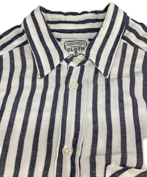 CLOTH&CROSS（クロスアンドクロス）CLOTH&CROSS (クロスアンドクロス) リネン混ストライプシャツワンピース ネイビー×ホワイト サイズ:FREEの古着・服飾アイテム
