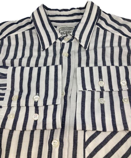 CLOTH&CROSS（クロスアンドクロス）CLOTH&CROSS (クロスアンドクロス) リネン混ストライプシャツワンピース ネイビー×ホワイト サイズ:FREEの古着・服飾アイテム