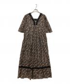 JOURNEE EN ROSE×ne quittez pasジュルネアンローズ×ヌキテパ）の古着「花柄ワンピース」｜ブラック×ベージュ