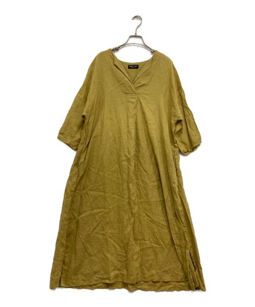 Hug O'War（ハグオーワー）Hug O'War (ハグオーワー) リネンスキッパーワンピース マスタード サイズ:FREEの古着・服飾アイテム