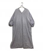 CLOTH&CROSSクロスアンドクロス）の古着「両Vネックリネンワンピース」｜ラベンダー