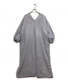 CLOTH&CROSS（クロスアンドクロス）の古着「両Vネックリネンワンピース」｜ラベンダー