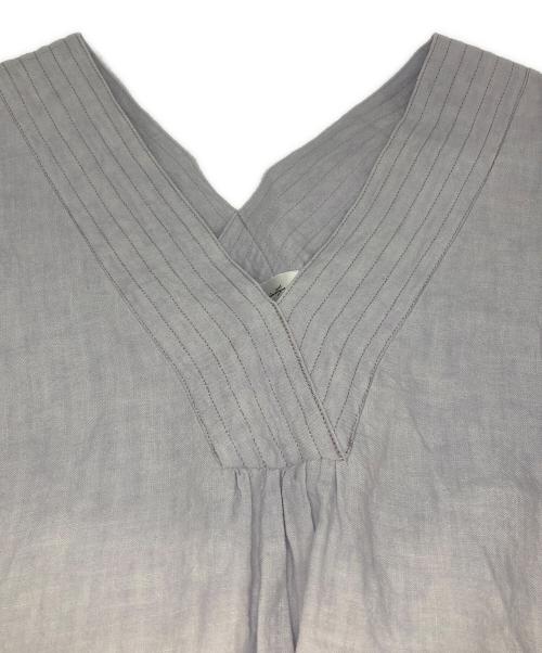 CLOTH&CROSS（クロスアンドクロス）CLOTH&CROSS (クロスアンドクロス) 両Vネックリネンワンピース ラベンダー サイズ:FREEの古着・服飾アイテム