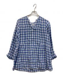 23区×LIBECO（ニジュウサンク×リベコ）の古着「リネンチェックブラウス」｜ブルー