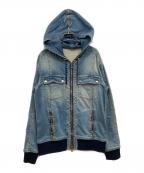 BALMAINバルマン）の古着「デニムジップパーカー」｜ブルー