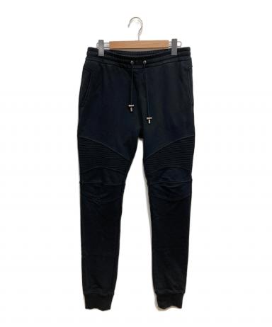 BALMAINスウェットレザーパッチバイカーパンツS 中古・古着通販】BALMAIN (バルマン) スウェットバイカーパンツ