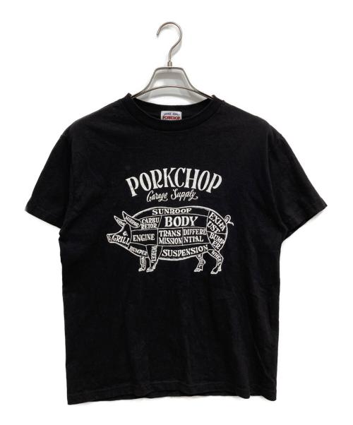 PorkChop（ポークチョップ）PORKCHOP (ポークチョップ) プリントTシャツ ブラック サイズ:Mの古着・服飾アイテム