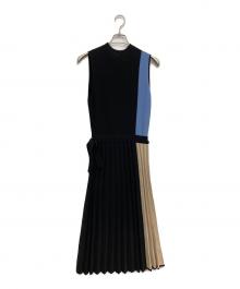 LANVIN en Bleu（ランバンオンブルー）の古着「ノースリーブニットワンピース」｜ブラック
