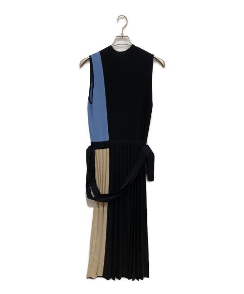 LANVIN en Bleu（ランバンオンブルー）LANVIN en Bleu (ランバンオンブルー) ノースリーブニットワンピース ブラック サイズ:SIZE38の古着・服飾アイテム