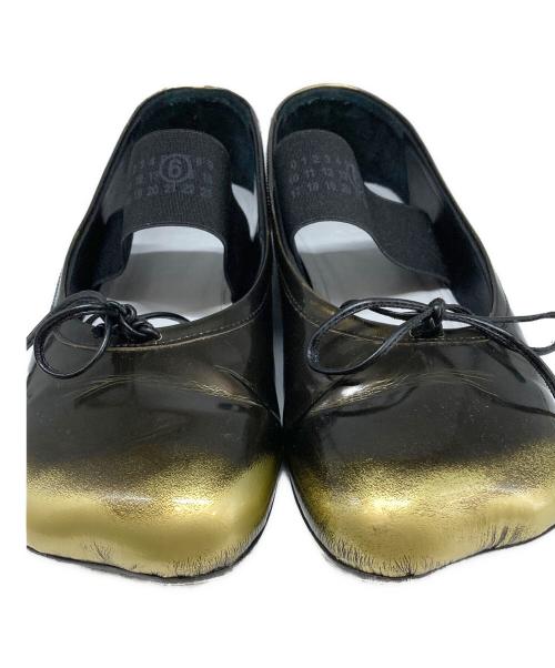 MM6 Maison Margiela（エムエムシックスメゾンマルジェラ）MM6 Maison Margiela (エムエムシックスメゾンマルジェラ) リボンディテールフラットパンプス ブラック サイズ:40の古着・服飾アイテム
