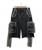 GRANCYグランシー）の古着「FurPocket Design Half Denim Cargo Pants」｜ブラック