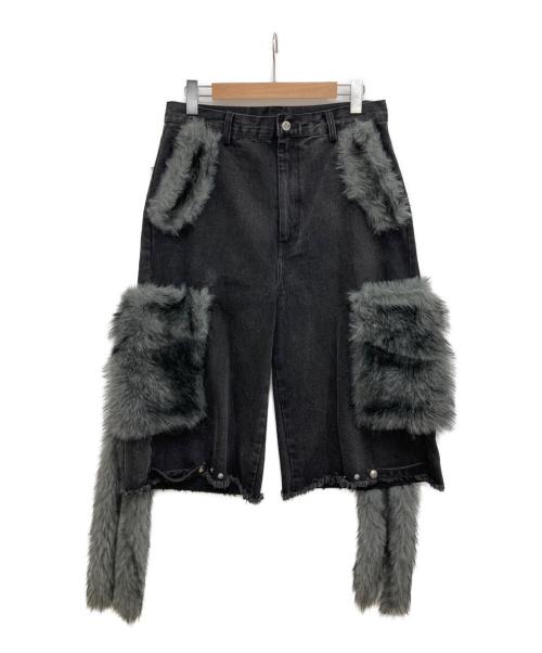 GRANCY（グランシー）GRANCY (グランシー) FurPocket Design Half Denim Cargo Pants ブラック サイズ:Lの古着・服飾アイテム