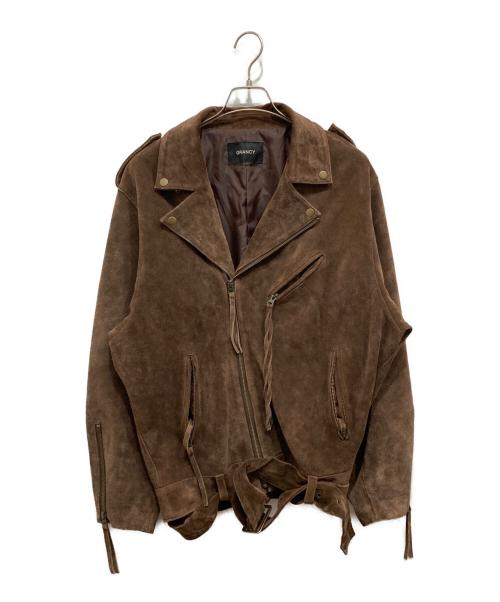 GRANCY（グランシー）GRANCY (グランシー) Distressed Suede Rider's Jacket ブラウン サイズ:Lの古着・服飾アイテム