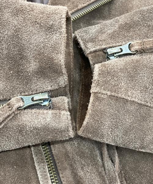 GRANCY（グランシー）GRANCY (グランシー) Distressed Suede Rider's Jacket ブラウン サイズ:Lの古着・服飾アイテム