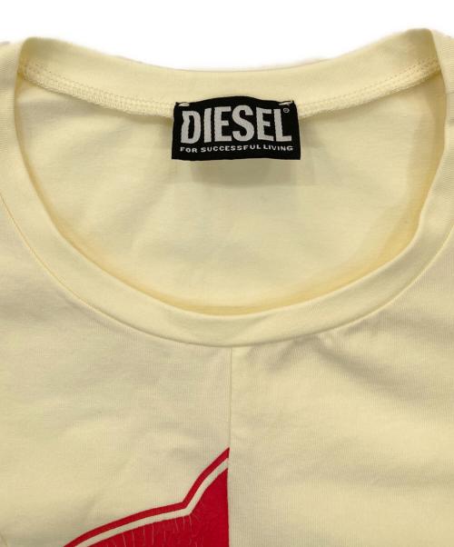 DIESEL（ディーゼル）DIESEL (ディーゼル) T-CUTIE/パッチワークプリントTシャツ イエロー サイズ:XLの古着・服飾アイテム