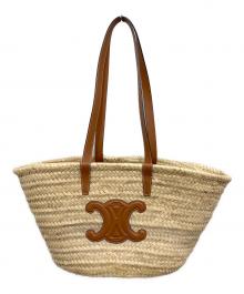 CELINE（セリーヌ）の古着「ミディアム クラシックパニエ ラフィア ＆ カーフスキン」｜ベージュ