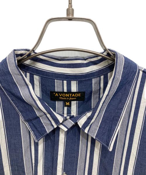 A vontade（アボンタージ）A vontade (アボンタージ) Gardener Apron Shirts/ストライプシャツ ブルー サイズ:Mの古着・服飾アイテム