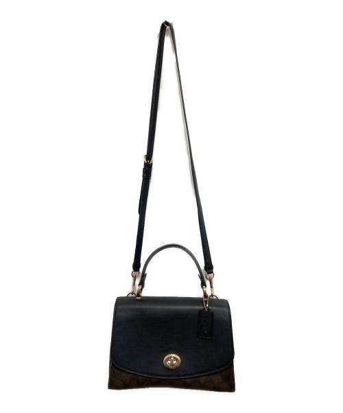 COACH（コーチ）COACH (コーチ) ティリーハンドルトップサッチェル/2WAYシグネチャーショルダーバッグ ブラウンの古着・服飾アイテム