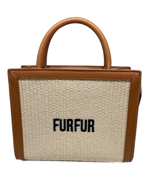 furfur（ファーファー）furfur (ファーファー) ラフィアロゴトートバッグ ブラウンの古着・服飾アイテム