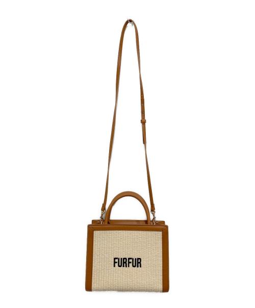 furfur（ファーファー）furfur (ファーファー) ラフィアロゴトートバッグ ブラウンの古着・服飾アイテム