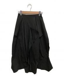 ENFOLD（エンフォルド）の古着「CURVE PARTS SKIRT」｜ブラック