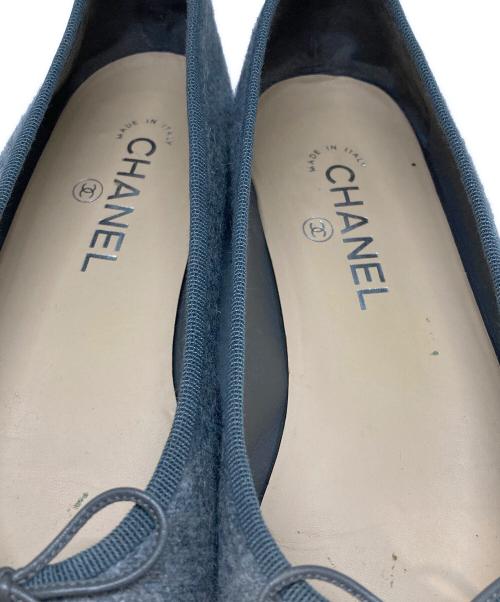 CHANEL（シャネル）CHANEL (シャネル) グログランココマークバレエシューズ グレー サイズ:38の古着・服飾アイテム