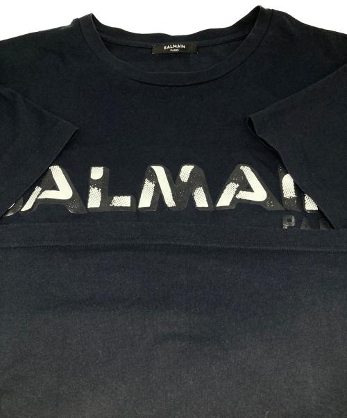 BALMAIN（バルマン）BALMAIN (バルマン) プリントTシャツ ネイビー サイズ:Lの古着・服飾アイテム