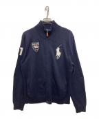 POLO RALPH LAURENポロ・ラルフローレン）の古着「ジップアップコットンニット」｜ネイビー