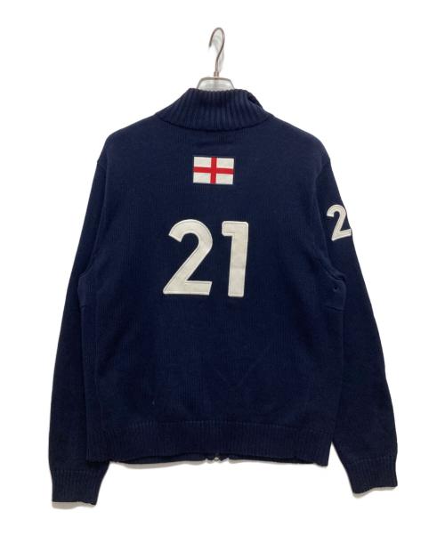 POLO RALPH LAUREN（ポロ・ラルフローレン）POLO RALPH LAUREN (ポロ・ラルフローレン) ジップアップコットンニット ネイビー サイズ:XLの古着・服飾アイテム