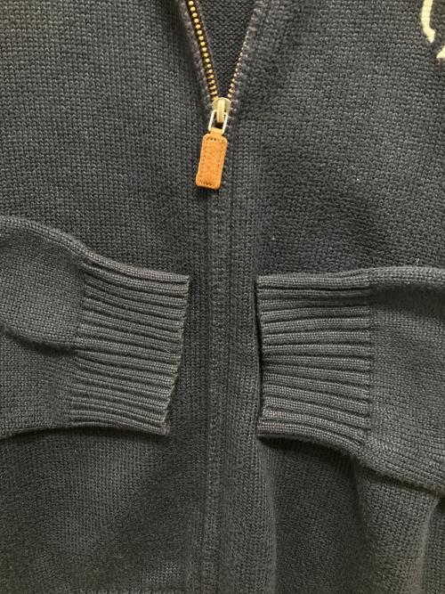 POLO RALPH LAUREN（ポロ・ラルフローレン）POLO RALPH LAUREN (ポロ・ラルフローレン) ジップアップコットンニット ネイビー サイズ:XLの古着・服飾アイテム