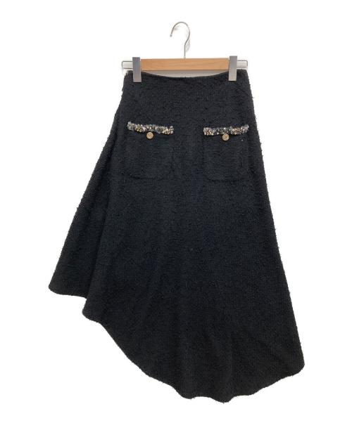 CHANEL（シャネル）CHANEL (シャネル) アシンメトリーセミロングツイードスカート ブラック サイズ:38の古着・服飾アイテム