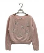 CHANELシャネル）の古着「パールラインストーンニット」｜ピンク